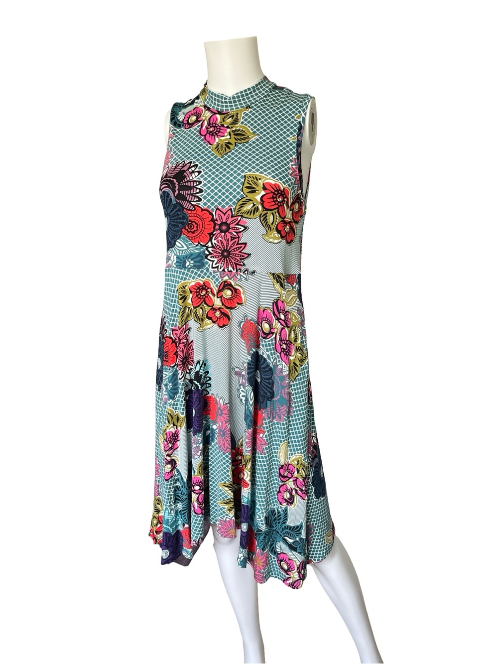 Anthropologie Maeve Cyprus Swing Dress Mock Neck Sleeveless Size Medium Petite